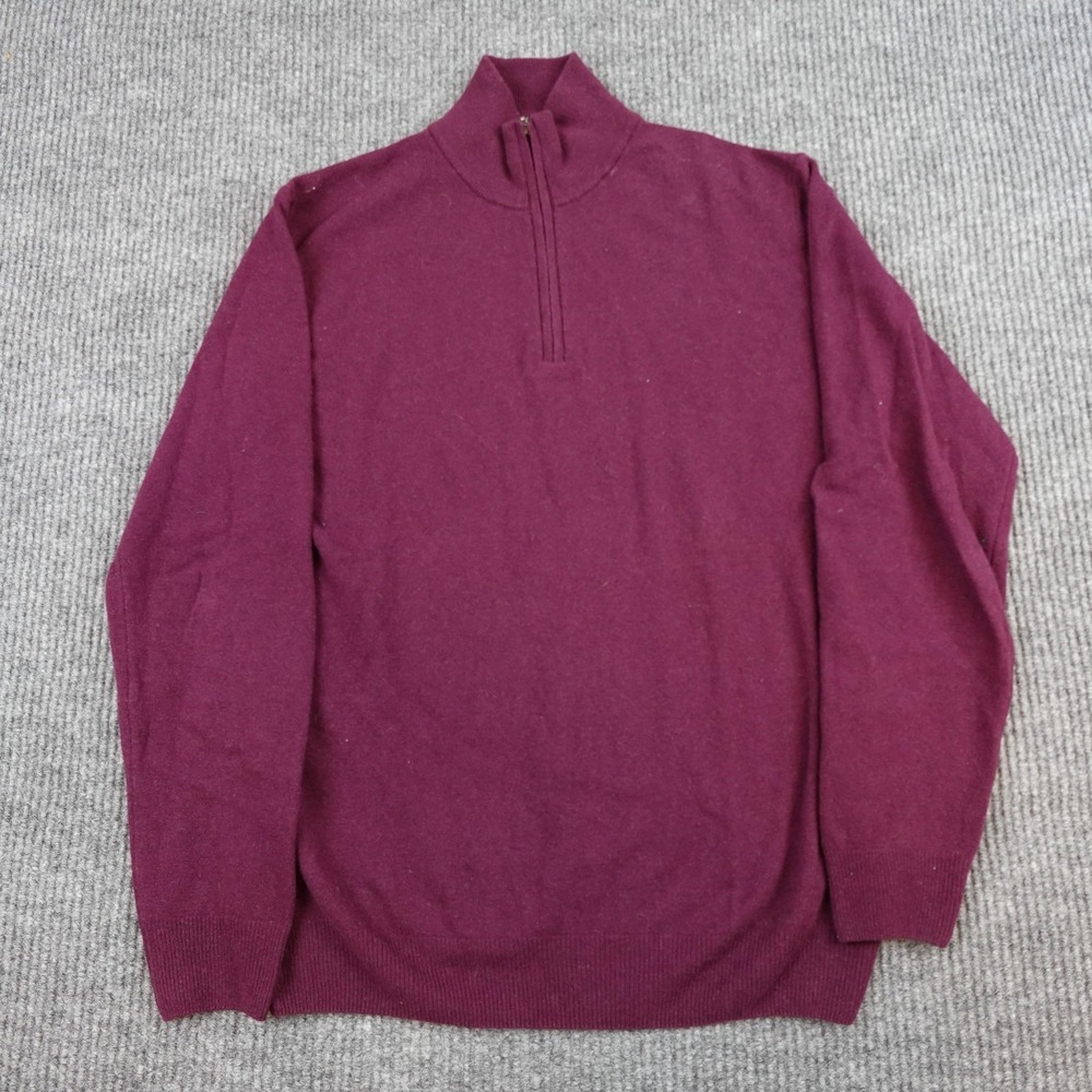 EMI MAGLIA Sweater Mens Medium Purple Wool Cashmere 1/4 Zip Mock Neck Pullover